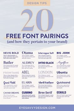 an advertisement with the words 20 free font pairings and how they explain to your brand