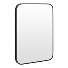 a black frame mirror on a white wall