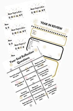 the year in review worksheet is shown on top of each other, with text below it