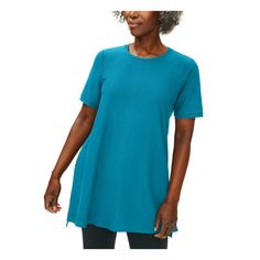 Size Type: Petites Style: Top Neckline: Crew Neck Dress Length: Sleeve Style: Short Sleeve Top Style: Tunic Details: High Low Cut Material: Viscose Care Instructions: Machine Wash Sku: 164bbf0tl-T5474pc21s151 Mpn: F0tl-T5474p - Please Note: - All Images Are Stock Images. Colors May Vary Slightly Blue Tops For Layering, Silk Tunic Top, Olive Shirt, Chambray Tunic, Crew Neck Dress, Teal Shorts, Linen Tunic Tops, Tunic Shirt Dress, Crewneck Dress