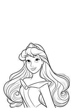 the princess aurora from disney's little mermaid coloring page with her hair blowing in the wind