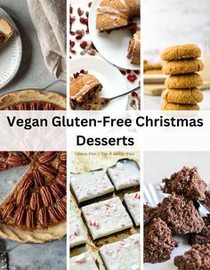 photos of vegan and gluten free Christmas cookies, pies bark and bunt cake Vegan Molasses Cookies, Vegan Christmas Cookies Recipes, Vegan Fudge Recipes, Healthy Fruit Salad Recipes, Gluten Free Christmas Desserts, Christmas Desert, Vegan Christmas Desserts, Gluten Free Christmas Recipes, Vegan Christmas Cookies