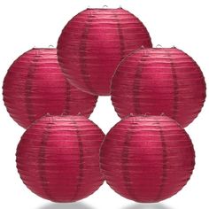 four red paper lanterns are arranged in the shape of round balls on a white background