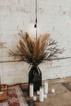 two pictures of people sitting at a table with candles and flowers in a vase on the table