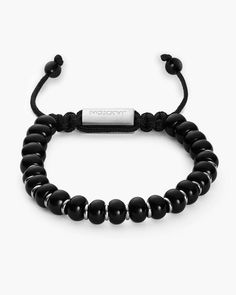 Our all-new Onyx Beaded Bracelet is the versatile accessory you've been looking for. This men's black beaded bracelet has onyx beads, silver details, and an adjustable fit. The perfect choice for easy gifting! Black Beaded Bracelet, Black Beaded Bracelets, Solid Gold Chains, Onyx Bracelet, Onyx Bead, Silver Shop, Men's Rings, Pendant Bracelet, Chain Pendants