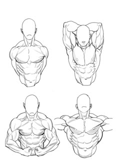 the muscles are shown in three different positions, including one man's back and shoulder