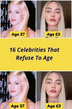 the age chart for celebritys that refuse to age are shown in four different pictures