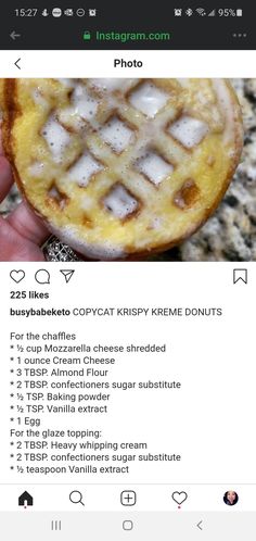 the instagram page on instagram com shows an image of a waffle with icing