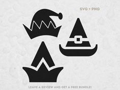 the silhouettes of hats and crowns are shown in black on white paper with text that reads svg - 4 png leave a review and get a free bundle