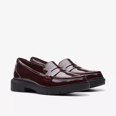 WOMENS Westlynn Ayla Burgundy Patent Loafers | Clarks US Slip-on Synthetic Platform Loafers For Work, Synthetic Slip-ons For Business Casual In Fall, Synthetic Cushioned Loafers For Work, Business Casual Synthetic Slip-ons For Fall, Synthetic Loafers With Cushioned Footbed For Work, Synthetic Platform Slip-on Loafers For Work, Synthetic Slip-on Platform Loafers For Workwear, Synthetic Slip-on Platform Loafers For Work, Synthetic Loafers With Leather Footbed For Work