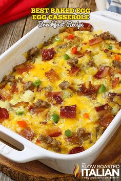 a casserole dish with meat and cheese in it