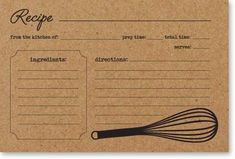 a recipe card with a whisk on it