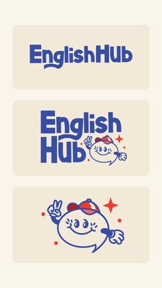 three different logos for english hub