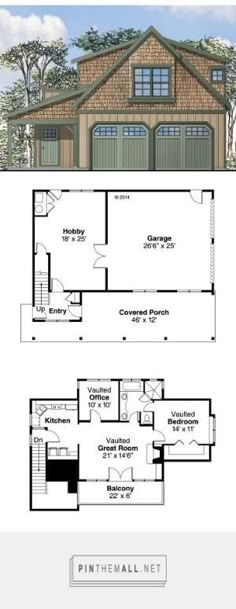 two story house plans with garage and living room