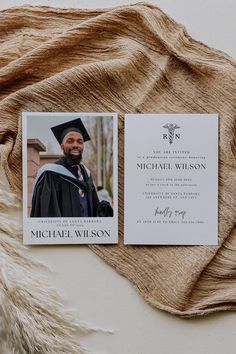 a graduation card with a photo of a man in a cap and gown on it