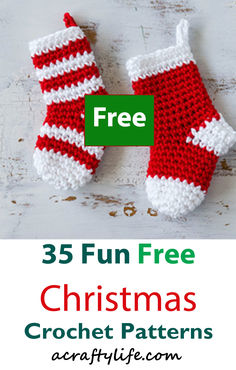 free Christmas crochet patterns Crochet Items For Winter Craft Fair, Crochet For Holidays, Crochet Christmas Stocking Ornament Free Pattern, Christmas Yarn Crochet, Free Crochet Pattern For Christmas Ornaments, Xmas Crochet Ornaments, Crochet Ornaments Christmas Easy Diy, Crochet Christmas Crafts Free Patterns, Christmas Crochet Beginners