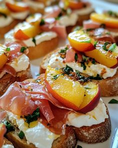 many different types of appetizers are arranged on a plate