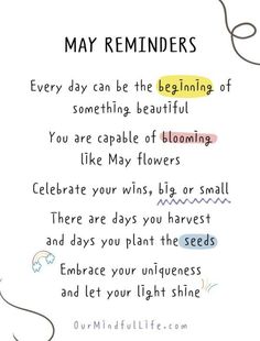 a poem that says, may reminders every day can be the beginning of something beautiful