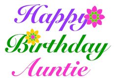 the words happy birthday annie are in purple and green letters with flowers on top of them