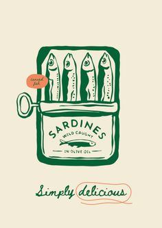 an image of sardines in a box with the words simply delicious on it