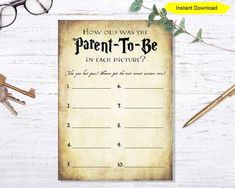 a printable father - to - be game with keys and glasses