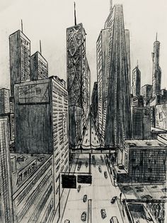 Ville perspective, ville perspective noir et blanc, dessin ville perspective City In Perspective Drawing, New York Perspective Drawing, 1 Point Perspective City Drawing, Vanishing Point Drawing, Perspective Architecture Drawing, Perspective Cityscape, One Perspective Drawing