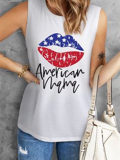 American Flag Patriotism July 4th Mom Vest Aosig American Themed Party, Country Clothes, Day Collar, Hey Dudes, Affordable Fashion Women, 4th Of July Outfits, Vest White, Country Outfits, Casual Fit