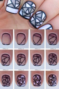 #diynails #cute Space Mosaic, Fantastic Nails, Glass Nails Art, Modern Nail Art, Geometric Nail Art, Modern Nails, Geometric Nail, Glass Nails