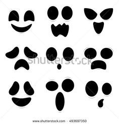 a set of black and white smiley faces