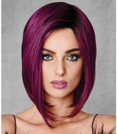 1 of 4 Hot Hair Colors, Winter Hair Color, Short Wigs, Black Power, Ombre Hair, Hair Dos, Purple Hair, Green Eyes, Pink Hair