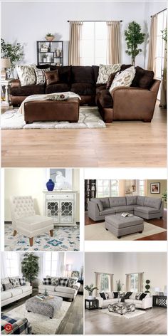 a collage of different living room furniture