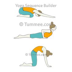 a woman doing yoga poses in different positions