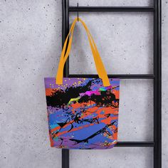 A spacious and durable bag, the Trendy Tote will help you carry around everything that matters in style. You can bring a piece of Lilia's vivid eyegaze art anywhere you go, with excellent print quality and long-lasting materials. You can even choose from three different handle colors to match your vibe. • 100% spun polyester fabric • Bag size: 15″ × 15″ (38.1 × 38.1 cm) • Capacity: 2.6 US gal (10 l) • Maximum weight limit: 44lbs (20 kg) • Dual handles made from 100% natural cotton bull denim • H Artwork Tote Bag For Artistic Expression, Artsy Blue Bag For Daily Use, Colorful Artistic Bags For Everyday Use, Artistic Red Bags For Everyday Use, Artistic Red Bags For Daily Use, Artistic Large Capacity Tote Bag, Artsy Everyday Bags With Artwork, Multicolor Artwork Bags As Gifts, Artistic Multicolor Bag With Artwork