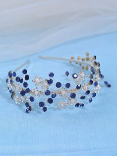 1pc Elegant Bridal Crystal Headpiece Hairband, Wedding Bridesmaid Party Hair Accessories Navy Blue Elegant,Royal   Copper All Over Print   All Wedding & Event, size features are:Bust: ,Length: ,Sleeve Length: Light Blue Wedding Accessories, Elvish Wedding, Hairband Wedding, Celestial Wedding Theme, Crystal Headband Wedding, Pearl Bridal Headpiece, Crystal Bridal Headpiece, Chain Headband, Pearl Bridal Headband