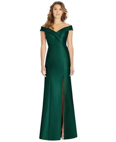 in stock Macys Emeralg Green Dress, Macys Formal Green Dresses, Hunter Green Mother Of The Bride, Satin Gown Bridesmaid, Alfred Sung Bridesmaid Dresses, Mother Of The Groom Dresses, Gown Bridesmaid, Alfred Sung, Trumpet Gown