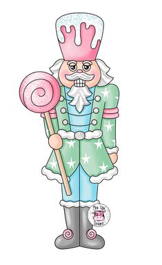 an image of a cartoon character holding a lollipop in one hand and wearing a crown on the other