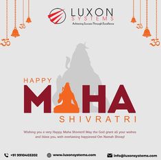 the poster for happy maha shivratri with buddha and bells hanging from chains