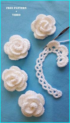 crochet flowers are being used to make the flower headbands and hair clips