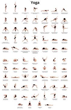 a woman doing yoga poses in different positions