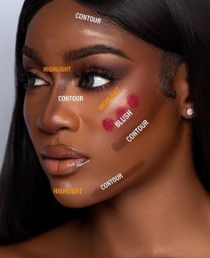 Different Contour Styles, Beginner Makeup Black Women, How To Conceal, Light Brown Skin Makeup, Contouring Black Women, Natural Makeup Looks For Black Women, Maquillage Aesthetic, Easy Makeup Ideas For Beginners, Makeup Placement Face