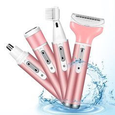 4 in 1 Women Electric Shaver Rechargeable Waterproof Razor Painless Epilator Body Hair Remover Nose Hair Beard Bikini Trimmer Eyebrow Face Facial Armpit Legs Removal Clipper Lady Grooming Groomer Kit - Walmart.com Nose Hair Removal, Body Shaver, Hair Shaver, Underarm Hair Removal, Eyebrow Trimmer, Woman Shaving, Electric Razor, Face Facial, Body Hair Removal