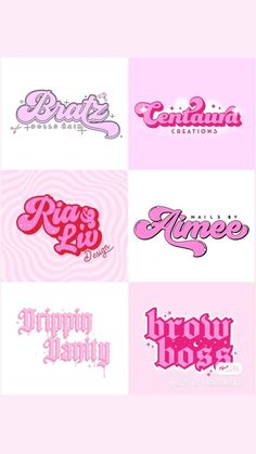 some type of lettering that is pink and white with the wording in different colors