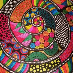 a colorful painting with circles and dots on it