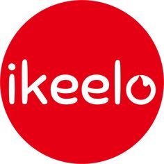 a red circle with the word ikeelo written in white letters on top of it