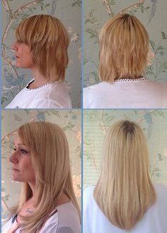 Hair extensions before and after using European hair, by NuTress Hair Extensions Manchester. www.nutress.co.uk Very Short Thick Hair, Short Thick Hair, Extensions For Short Hair, Hair Extension Salon, Short And Thick, European Hair