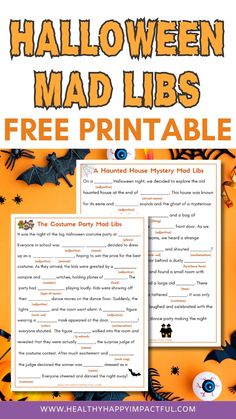 halloween mad libs with free printables for kids to use in the classroom