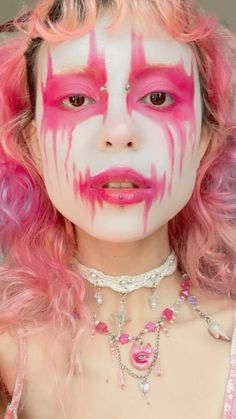 cute metal pastel coquette corpse painting the weakest babymetal fan hiii thats me Pink Corpse Paint, Pink Trad Goth Makeup, Goth Pink Makeup, Corpse Paint Ideas, Pink Goth Makeup, Corpse Paint Makeup, Corpse Makeup, Black Metal Fashion, Pastel Coquette