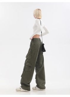 Streetwear Multi Pocket Lining Baggy Army Green Cargo Pants – Al Grandé Boutique Trendy Wide Leg Winter Cargo Jeans, High Waist Winter Cargo Jeans, Winter High Rise Pants With Pockets, Baggy Wide Leg Cargo Jeans For Winter, Baggy Wide-leg Cargo Jeans For Winter, Trendy Green Non-stretch Wide Leg Pants, Trendy Green Baggy Wide Leg Pants, Trendy Baggy Green Wide Leg Pants, High Rise Pants For Fall Streetwear