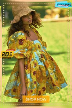 Printed Square Neck Lantern Short Sleeve Women's Dress Backless Fluffy French Princess Dress Retro Puff Sleeve Mini Dress For Summer, Retro Summer Dresses With Puff Sleeves, Yellow Puff Sleeve Mini Dress For Summer, Yellow Puff Sleeve Mini Dress For Spring, French Princess, Dress Backless, Color Pick, Sweet Style, Buy Prints