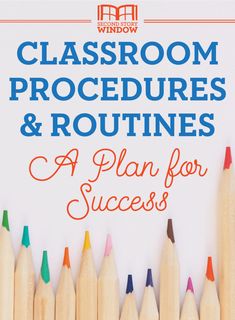 a book cover with pencils lined up in rows and the title, classroom procedure & routine